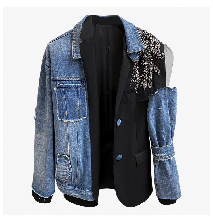 Winter Waterproof Mesh Jacket Denim Detachable Half Ladies Sheath Top Blazers Jackets Women
