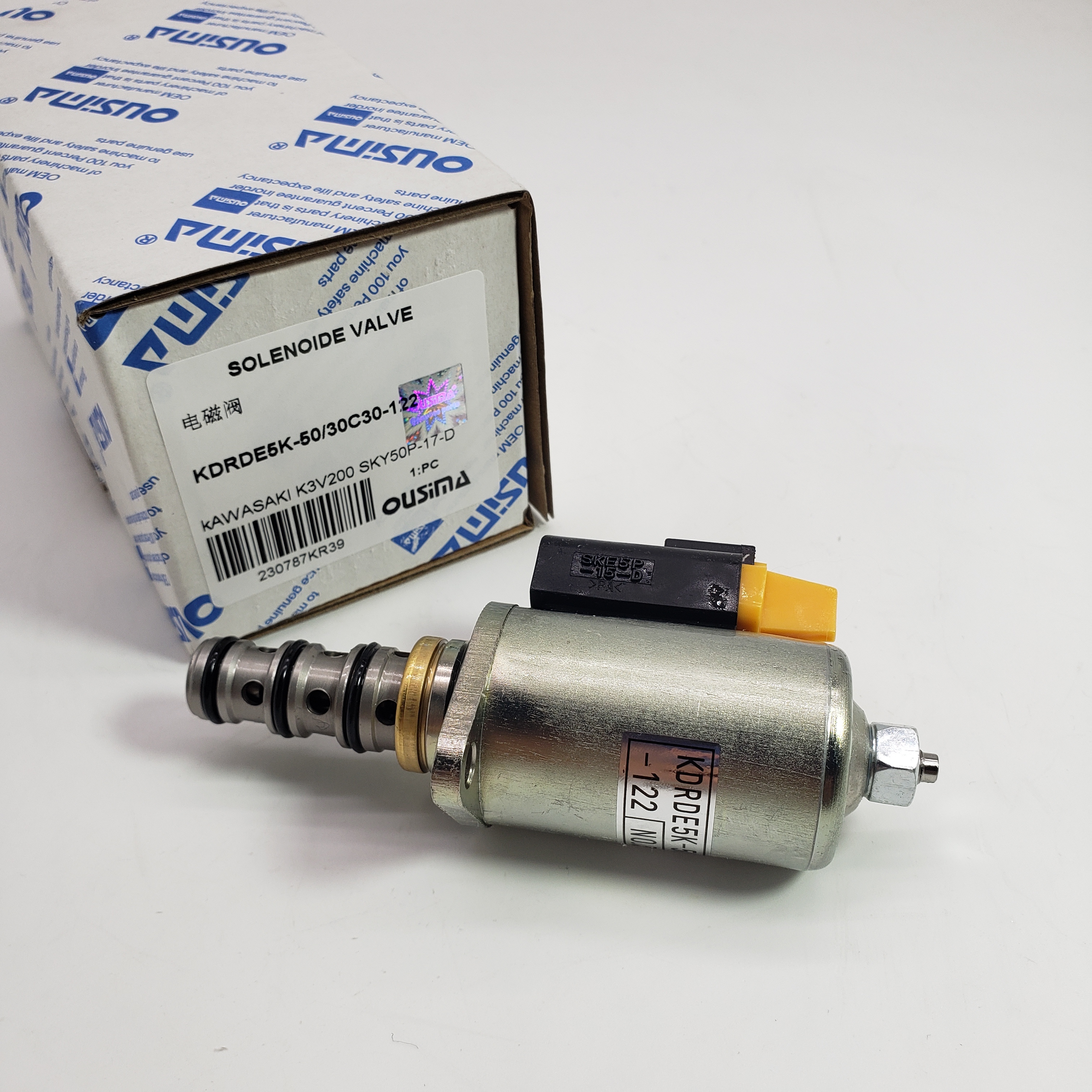High quality Excavator Solenoid Valve KDRDE5K-50/30C30-122 for KAWASAKI K3V200 SKY50P-17-D