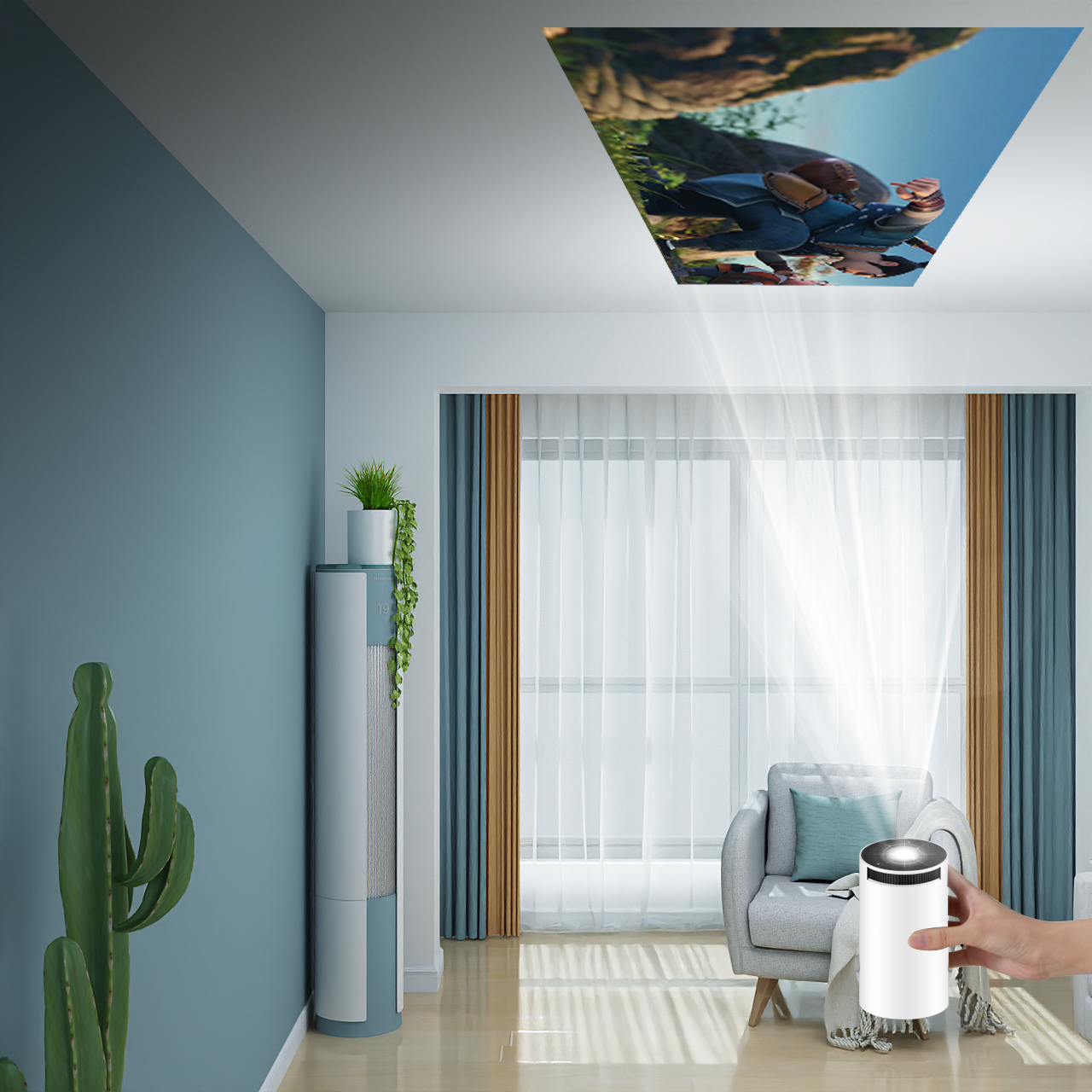 Flyin HY300 3D 4K Mini Android LED Projector 1080P Smart WiFi with Wide Angle Clarity Portable and Built-in Speaker