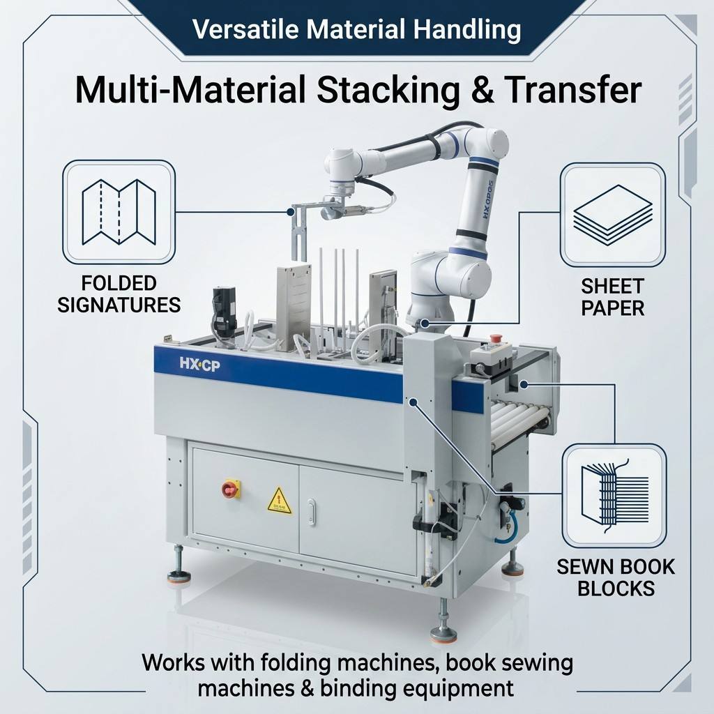 HX60S Uncaged Robot Automating Book Stack Collecting And Feeding Procedures