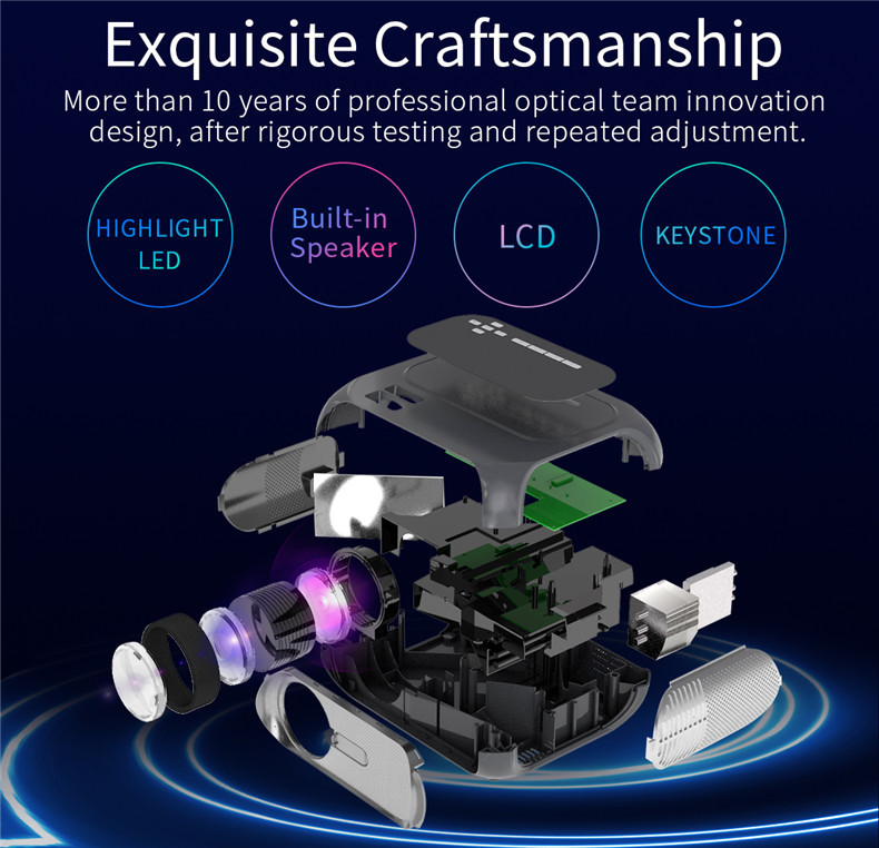 70W RGB HD Mini LED Projector 1280X720 200ANSI Portable Smart Projector