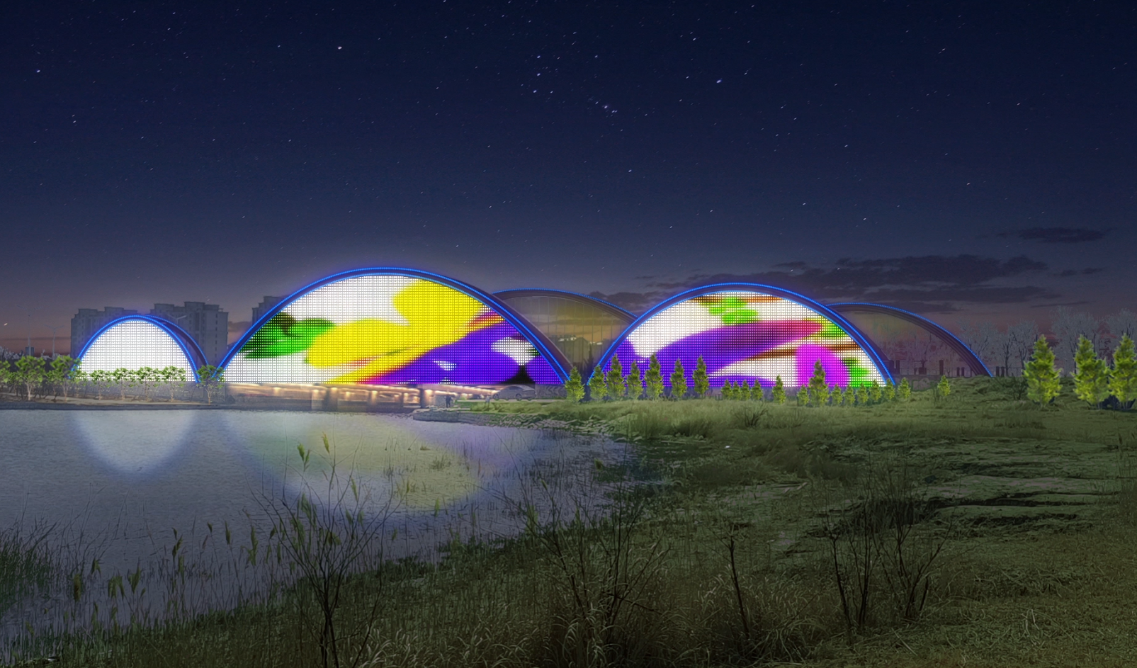 RGB LED Mesh Screen installation example