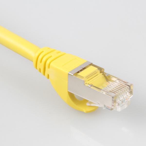 Yellow Outdoor Cat7 SSTP Cable , Practical 26AWG LSZH Patch Cord