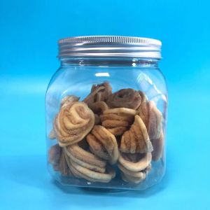 Clear Rectangular 820ml Plastic Cookie Jars For Chocolate Snacks