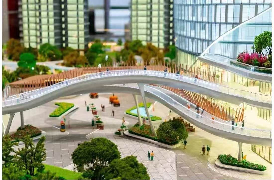1:100 Architectural Scale Model Urban Development With Parks And Water Features