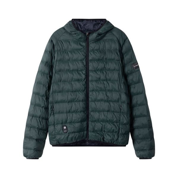 Forest Green Men's USB Heated Hooded Puffer Jacket front view