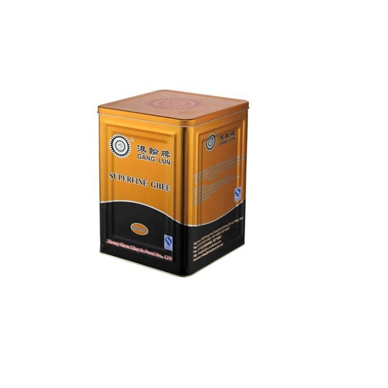 DADI 18L Ghee Square Tinplate Oil Box, Food Oil Can with CMYK / PMS / UV Printed