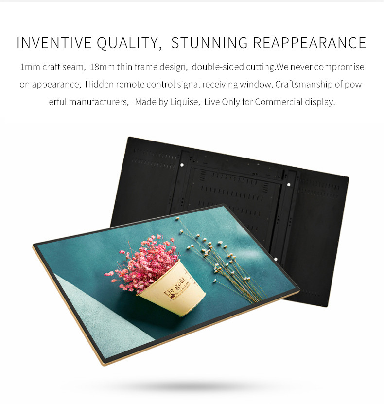 65 Inch Propaganda Wall Mount LCD Display For Milk Tea Shop