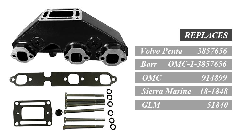 Marine Engine Parts V6 Exhaust Manifold for OMC/ Volvo Penta Engines