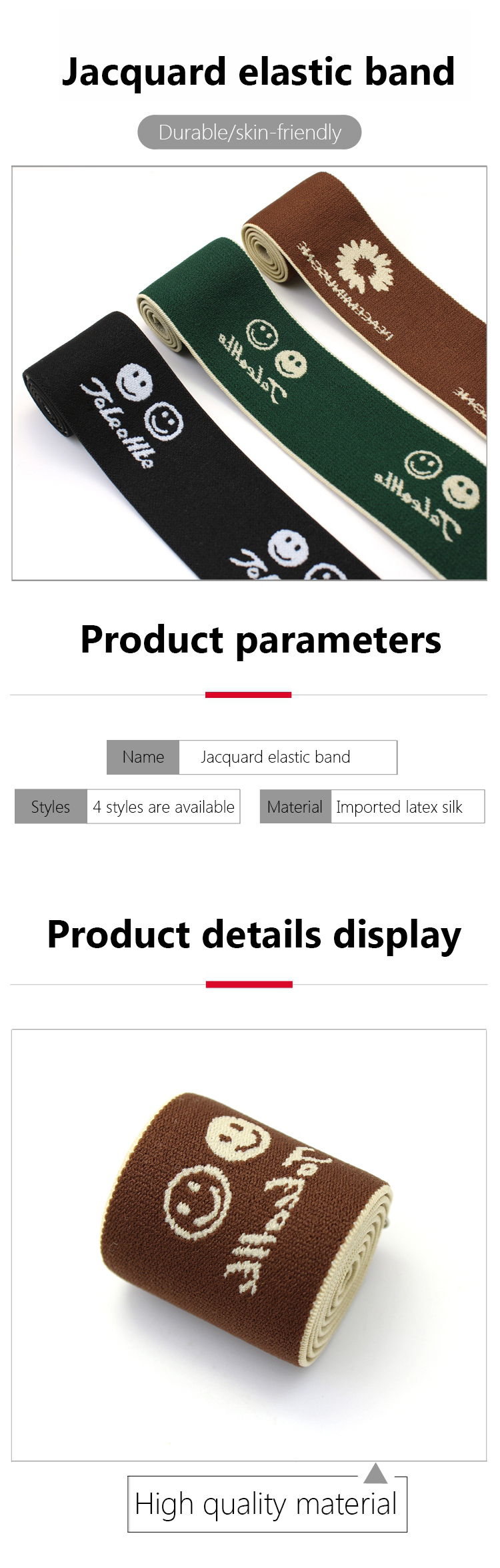Polyester nylon jacquard ribbon custom logo knitted for waistband underwear elastic jacquard band