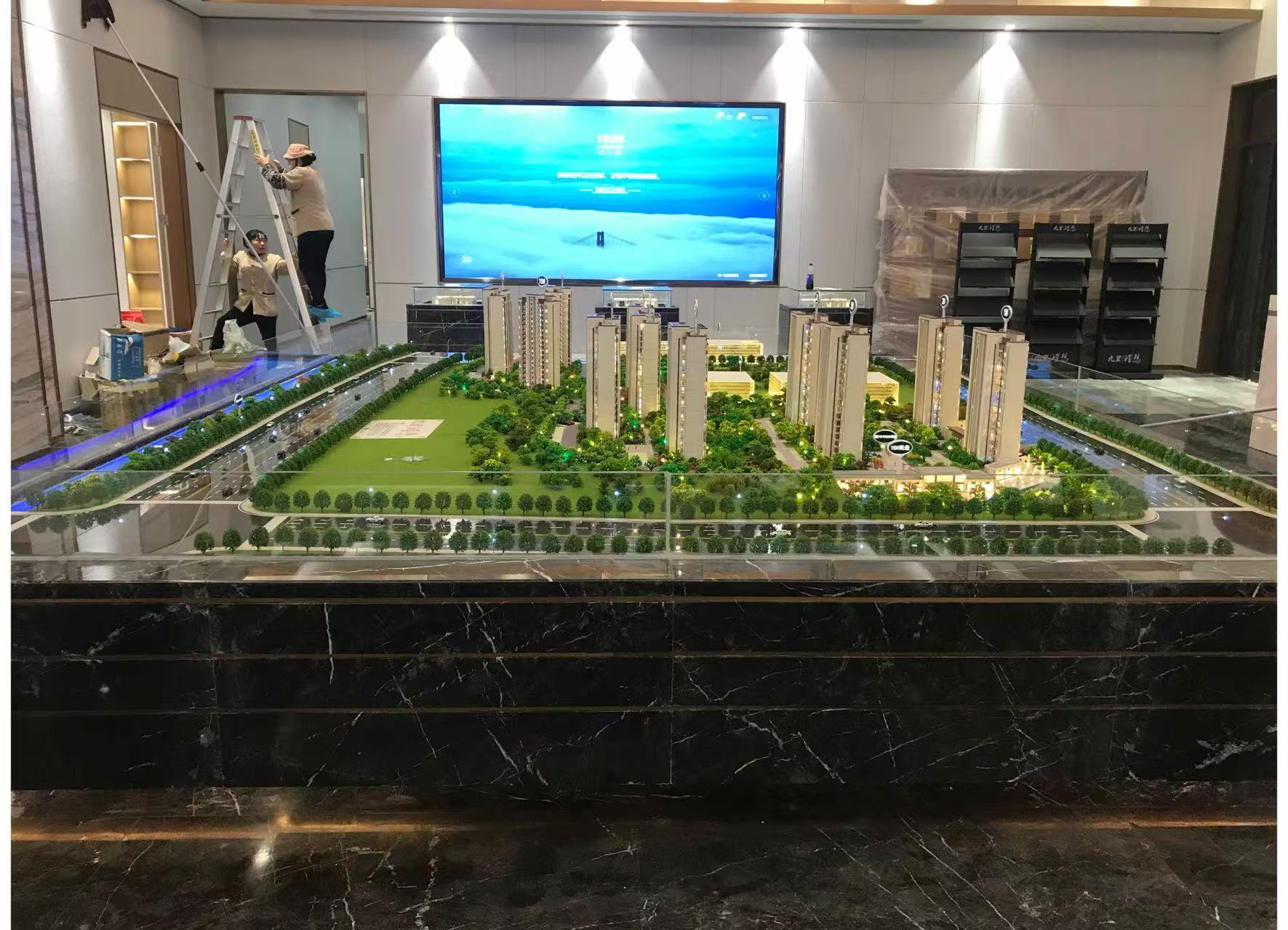 Multiple Building Architecture Models With Integrated Landscaping And Lighting