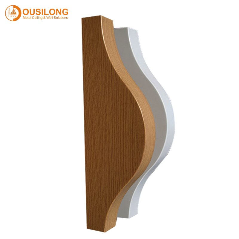 Waterproof metal Suspended Ceiling Tiles modern Design Curved Aluminum Baffle Ceiling
