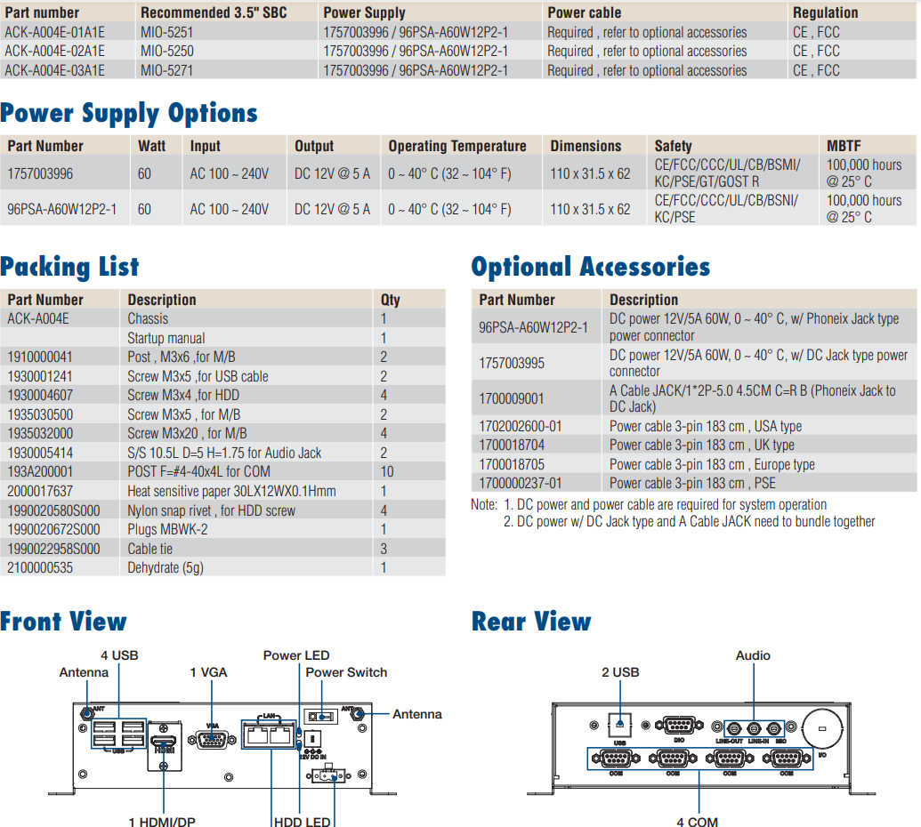 -Advantech- Embedded PCs EPC-C Series ACK-A004E-01A1E new and 100% Original ,price favorable