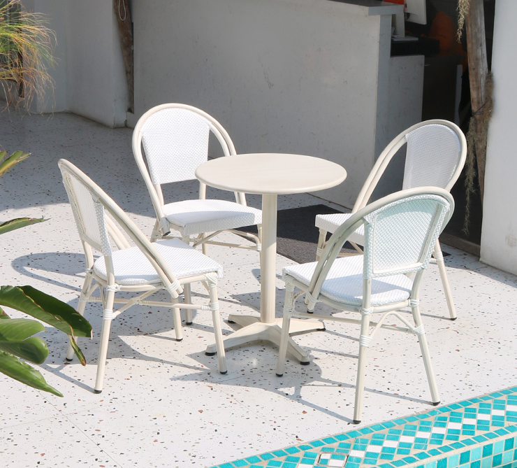 3pcs White Wicker Dining Set Unfolded White Wicker Chair And Table Set