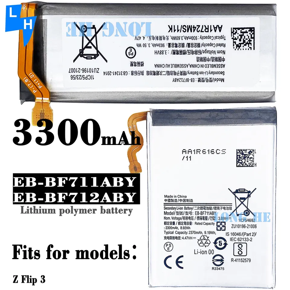 Capacity 903mAh-2630mAh Battery for Samsung Z Flip Z Flip3 Z Flip4 in Wide Selection