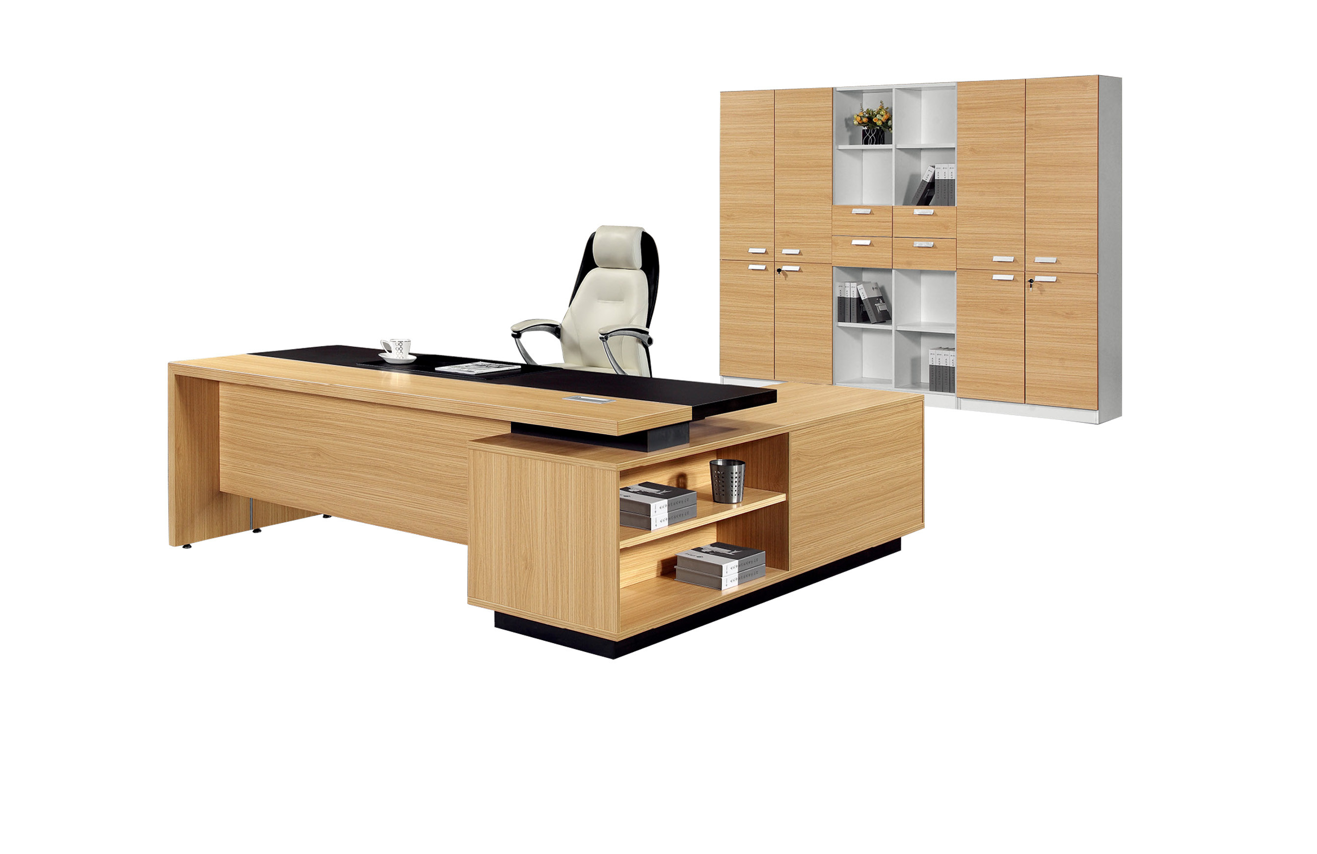 Round Edge MDF Paper Office Desk Boss Table OEM / ODM Wooden Office Table