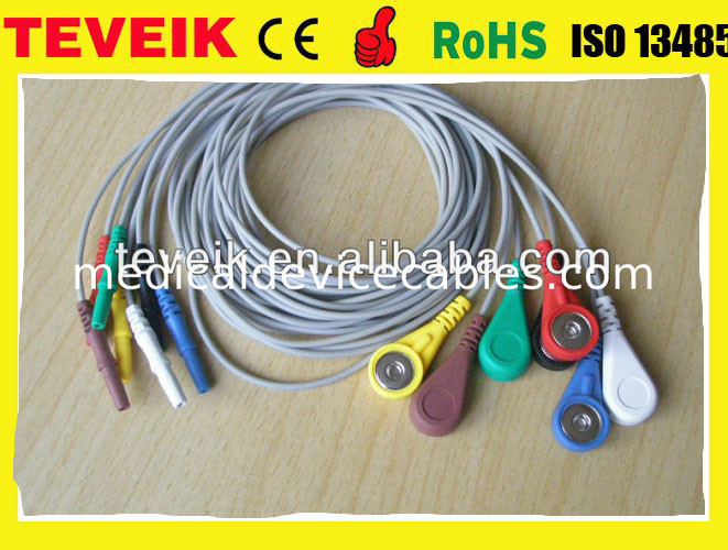 Teveik Factory Price Medical 7 leads Din 1.5 Holter ECG Leadwire For Patient Monitor