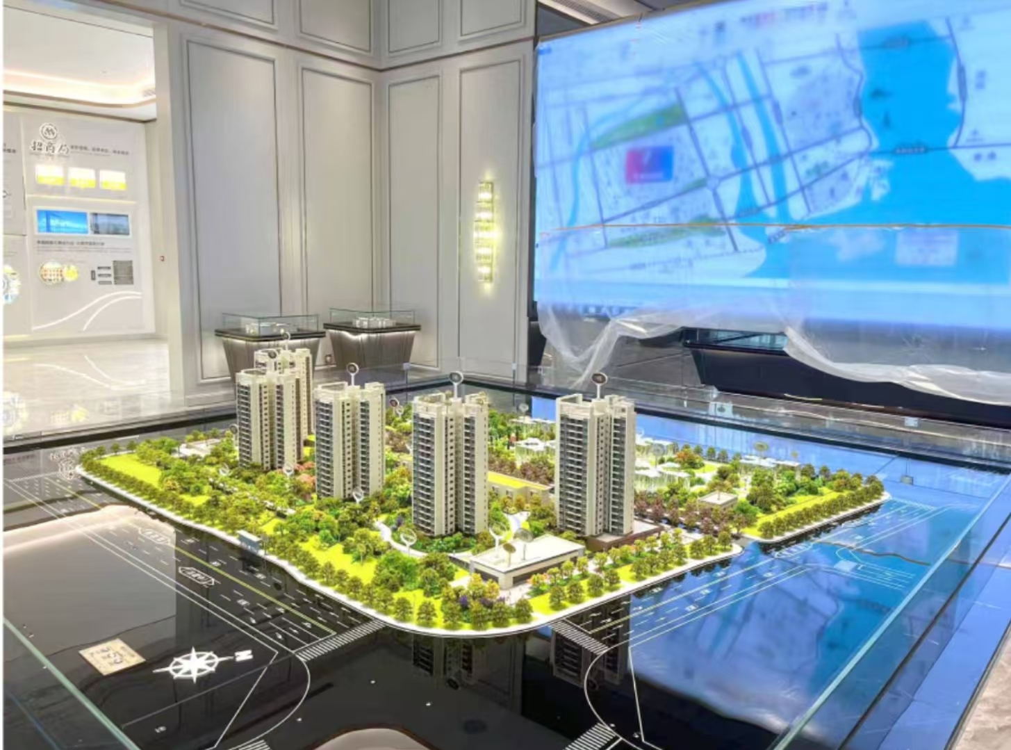 Contemporary Architectural Scale Model Illuminated Towers 1:150 Scale Model