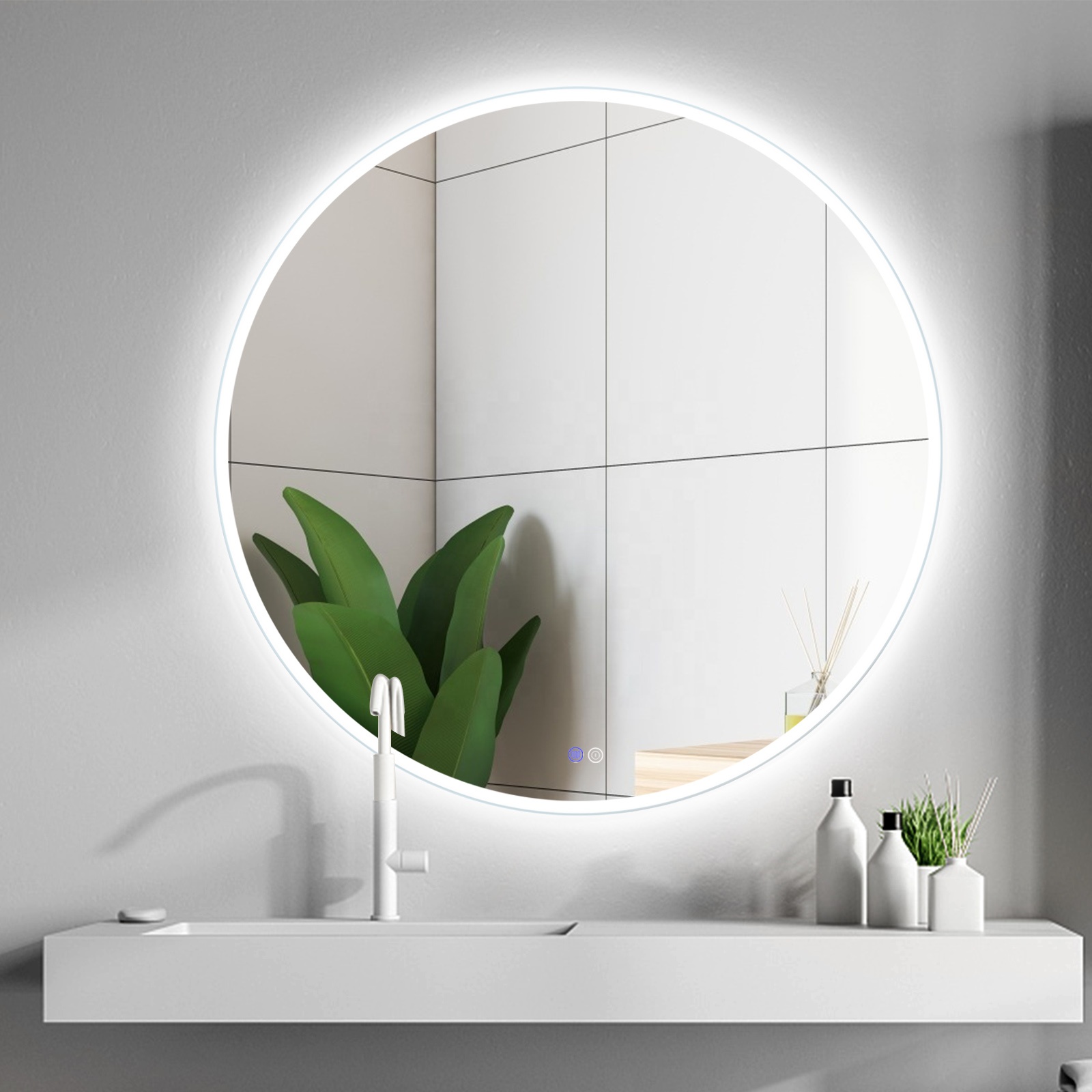 800*600mm LED Smart Bathroom Mirror 3000k LED Bathroom Mirror With Touch Button