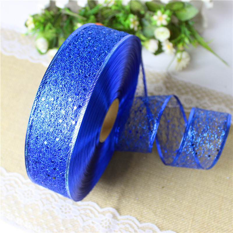 2 1/2 Silver Glitter Wired Edges Ribbon For Christmas Holiday Decoration Metallic Organza Mesh Ribbon