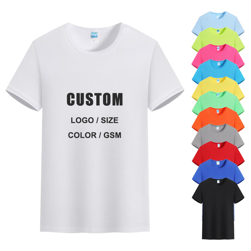 Anti-Shrink Plain Sublimation Printed T Shirts 100 Polyester Running T Shirts