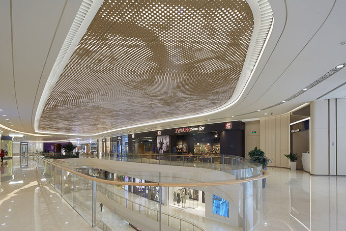2.5MM PVDF Coating Luxury Gold Metal Ceiling Panels For Shopping Mall Commercial Building