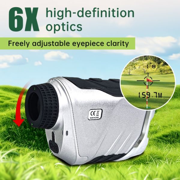 Golf Rangefinder Rechargeable Distance Meter with Slope Switch Flag Lock Vibration and Continuous scan for Hunting