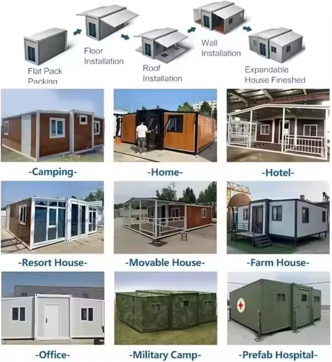 Folding Expandable Home Prefabricated Shipping Container House For School And Office Use