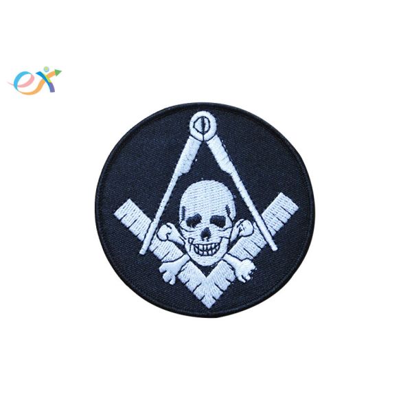 Polyester Background Material Motorcycle Leather Vest Patches Skull Shape