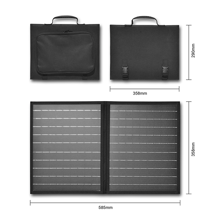 Waterproof IP65 Mono Solar Cell 30W USB 2.0 Output Camping Charger Small Foldable Black