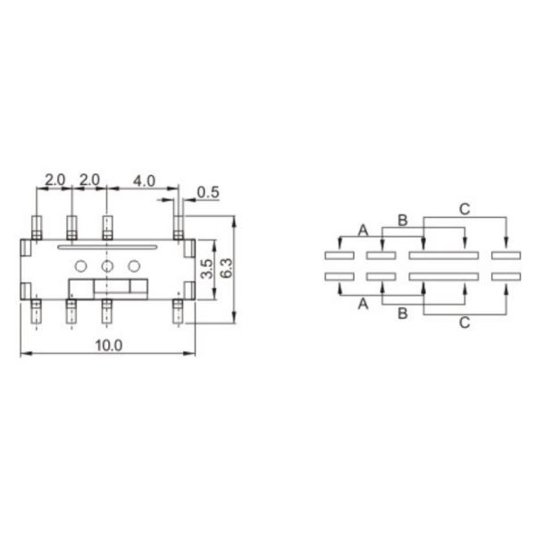 Momentary Smd Slide Switch , Operation Force 250gf Slider Electrical Switches