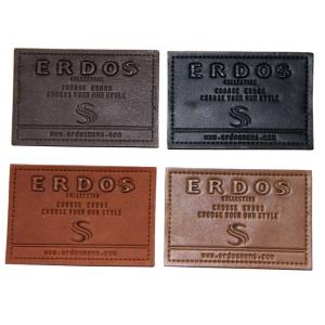 PU Embossed Leather Patches Nickel Free Plating custom embossed labels