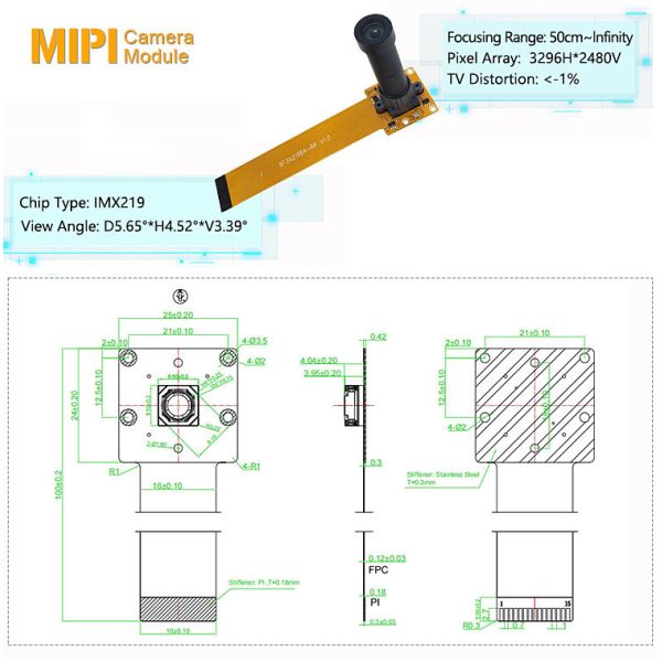 8MP Sony IMX219 CMOS Sensor M12 Lens Raspberry Pi Camera Module