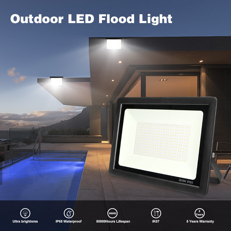 100w 150w 200w Outdoor LED Flood Lights High Lumens 90-100lm/W Waterproof Heat Sinking