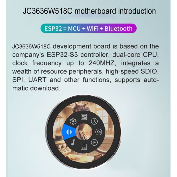 JC3636W518C_I_Y ESP32 Display Module with 1.8 Inch Screen LED Backlight and Capacitive Touch smart display screen lcd tft module