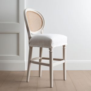 Buy cheap Linen Solid Wood Barstool Removable Upholstered Wood Bar Stools Stylish from wholesalers