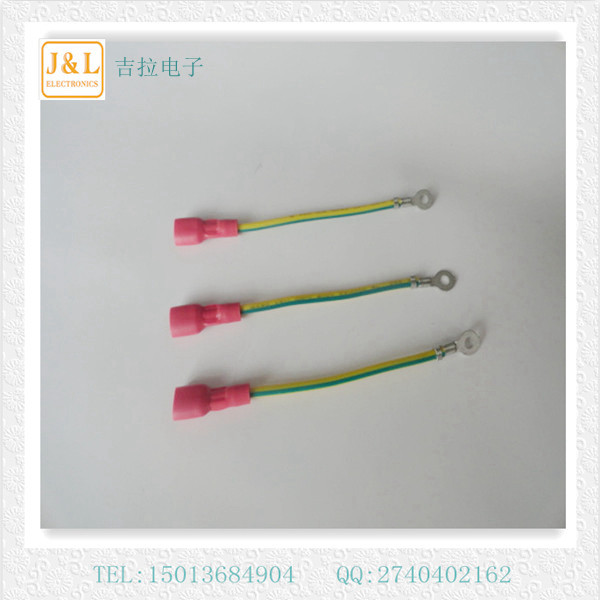 High quality wire harness UL1015# yellow note green+3.2 round end +250 insulation end