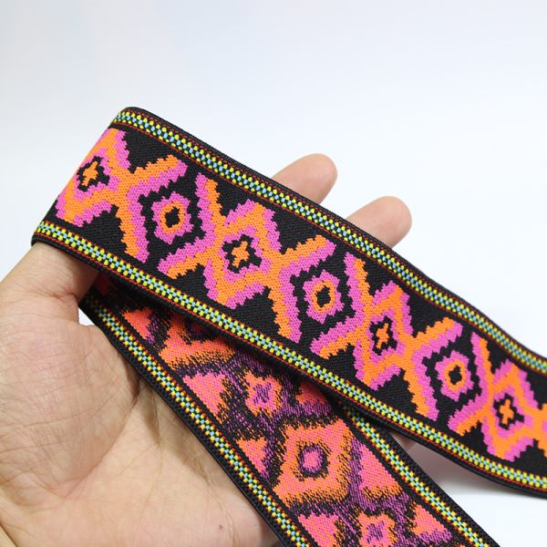 Retro Striped Jacquard Ribbon for Garment Underwear Waistband Vintage Jacquard Elastic Band