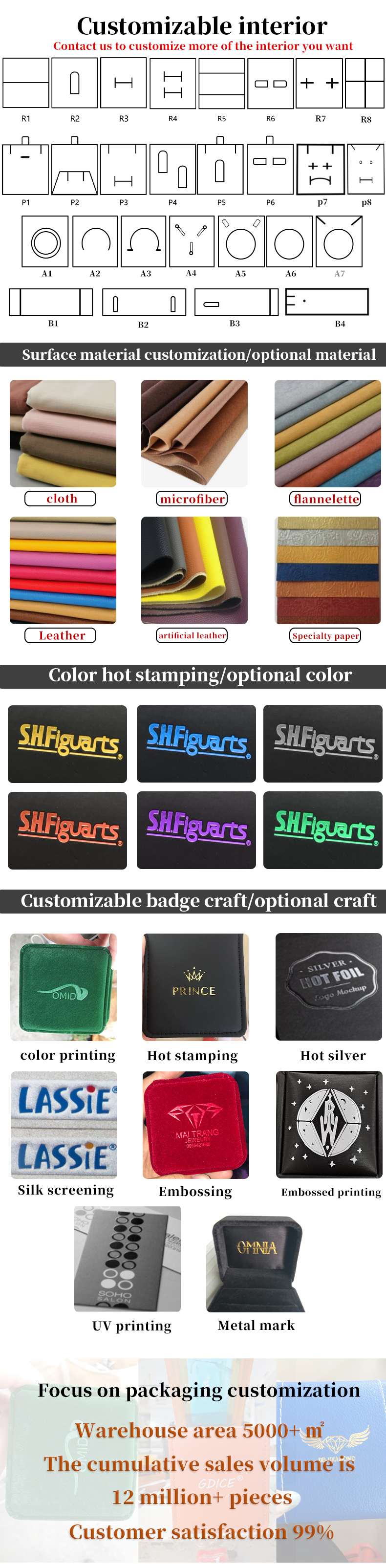 Plastic Velvet Hanhong Custom Logo Portable Square Jewelry Box for Necklace Bracelet Ring