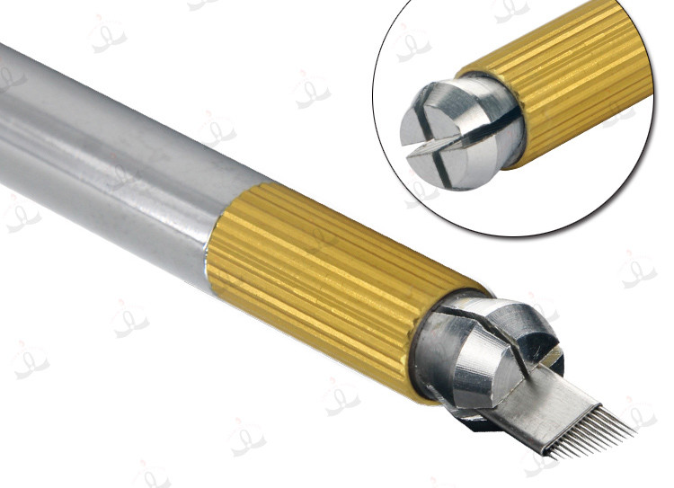 Microblading 3D Embroidery Manual Tattoo Pen Double Heads Lock Needle Device