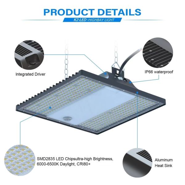 190LM/W High Bay Linear Led Lights IP66 Waterproof Led Linear High Bay Fixture For Warehouse