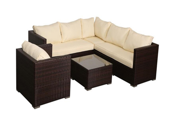 180g Polyester 5 Piece Wicker Patio Set , Rattan Garden Furniture Table And Chairs