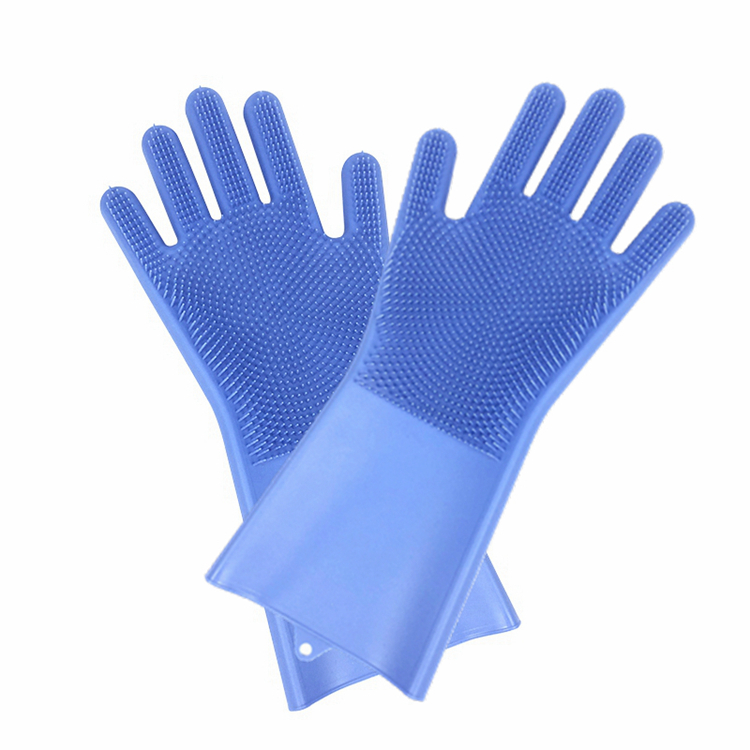 Non-slip Design New Fancy Multifunctional Scrubber Cleaning Glove 100% Food Grade Silicone Rubber Sponge Brush with five fingers