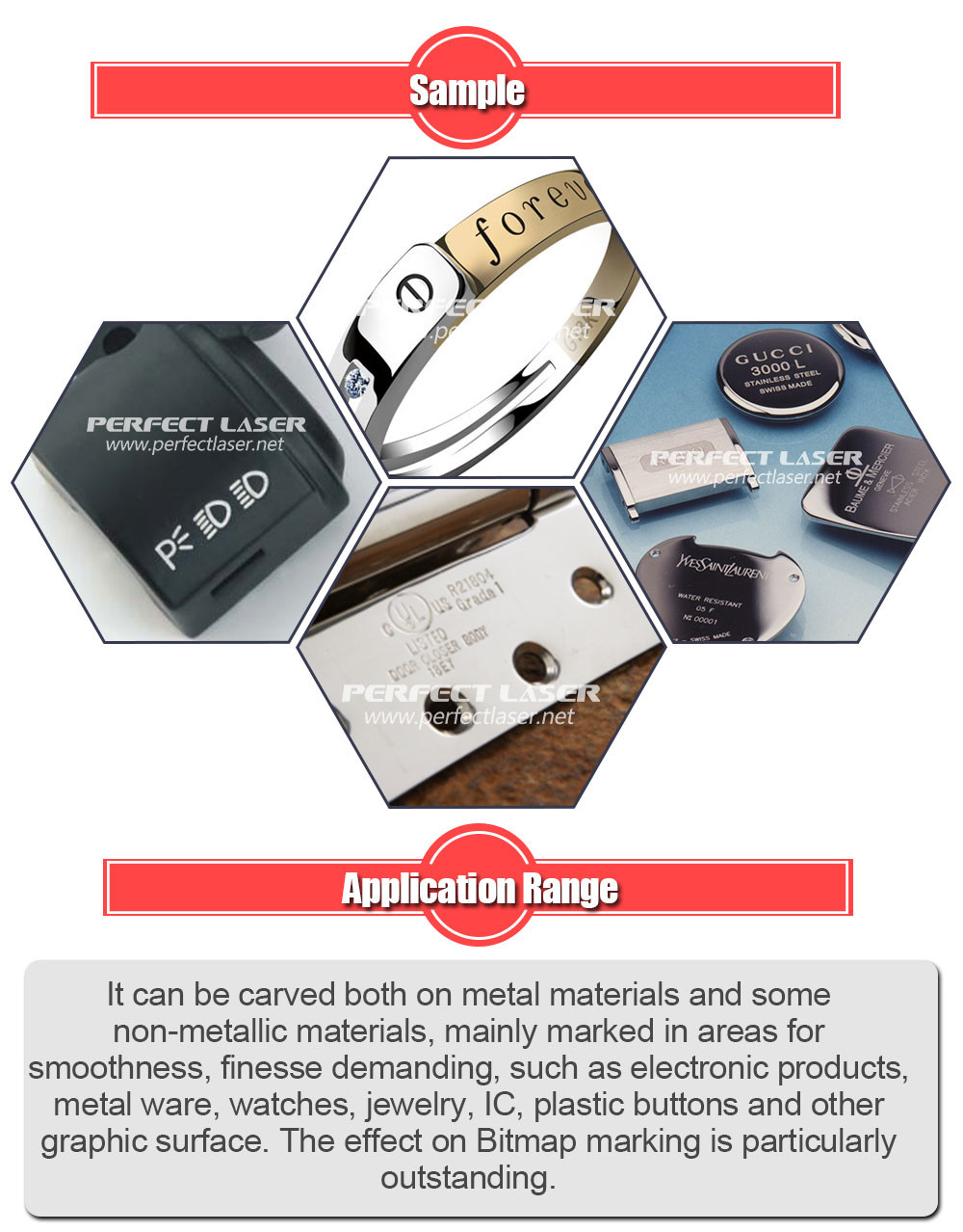 Red Color Steel Etching Machine / Laser Engraving Tools For Metal , FDA SGS Certification