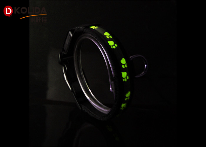 Safety Pet Night Light LED Dog Collar , 3 Sizes Nylon Glow In The Dark Collar