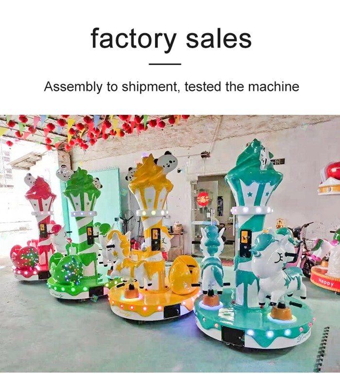 200W Kiddy Ride Machine Ice Cream Carousel Playground Equipment For Three People