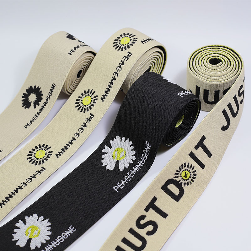 Fresh flowers Little daisy Knitted 4cm nylon elastic band for cuffs Waistband headband custom logo elastic jacquard band