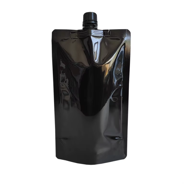 Plastic Spout Pouch Bolsas Para Jugos Liquidos Shampoo Pouch Flexible Packaging Bag Liquid Pouch Black