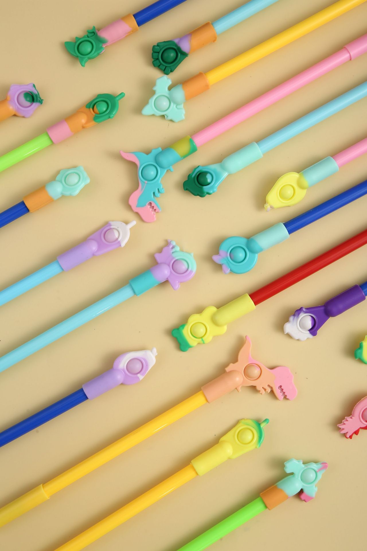 2021 Popping Silicone Rainbow Pen Push Bubble Fidget Toys with Heat Sensitive Ink