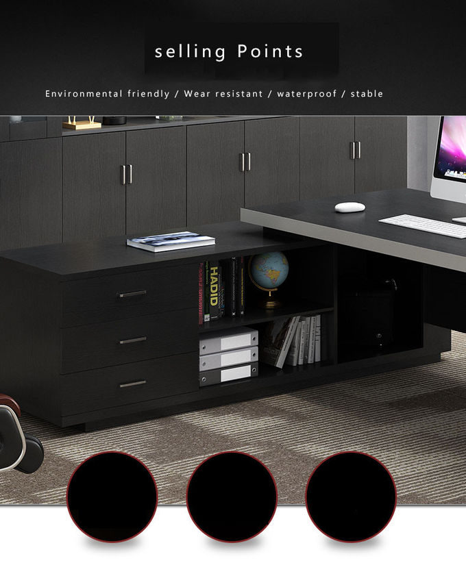 Black Commercial Office Furniture , Office Desk Furniture Multi Functional Modular